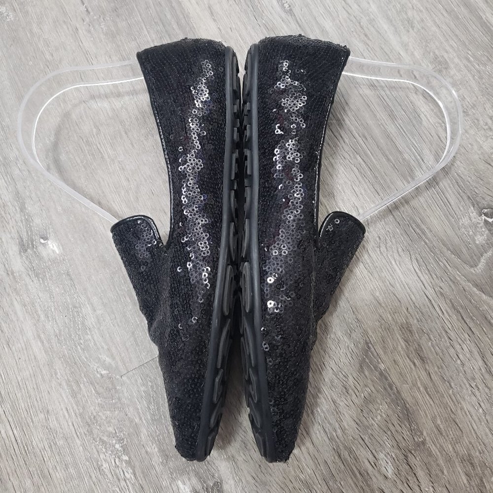 Jimmy Choo Black Sequin Smoking Slippers Sz 37 - Picture 4 of 10